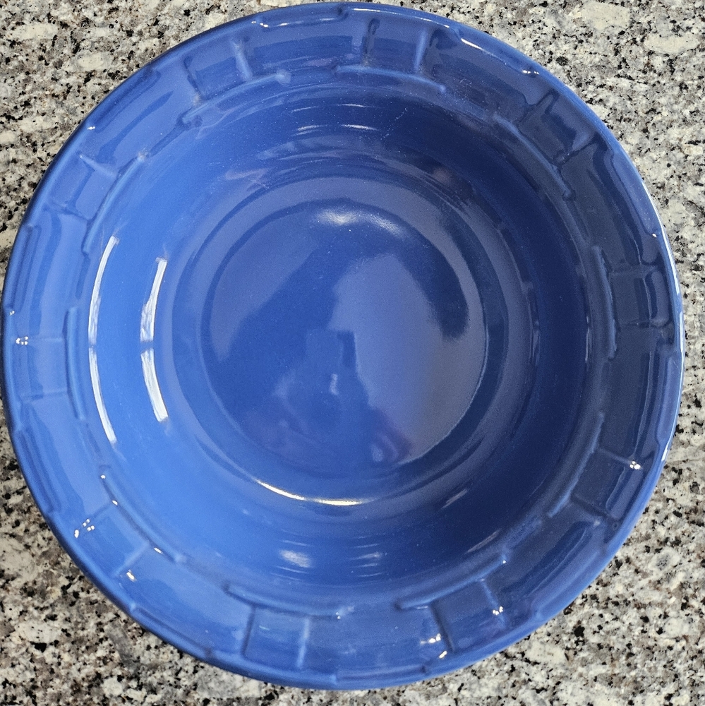 Longaberger Wovens Tradition Blue Ceramic Bowl